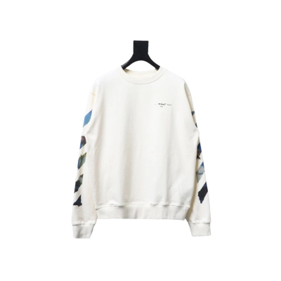EM Sneakers Off-White Crew Neck Sweatshirt Oil Painting Print White 01