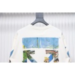 EM Sneakers Off-White Crew Neck Sweatshirt Oil Painting Print White