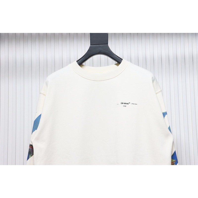 EM Sneakers Off-White Crew Neck Sweatshirt Oil Painting Print White
