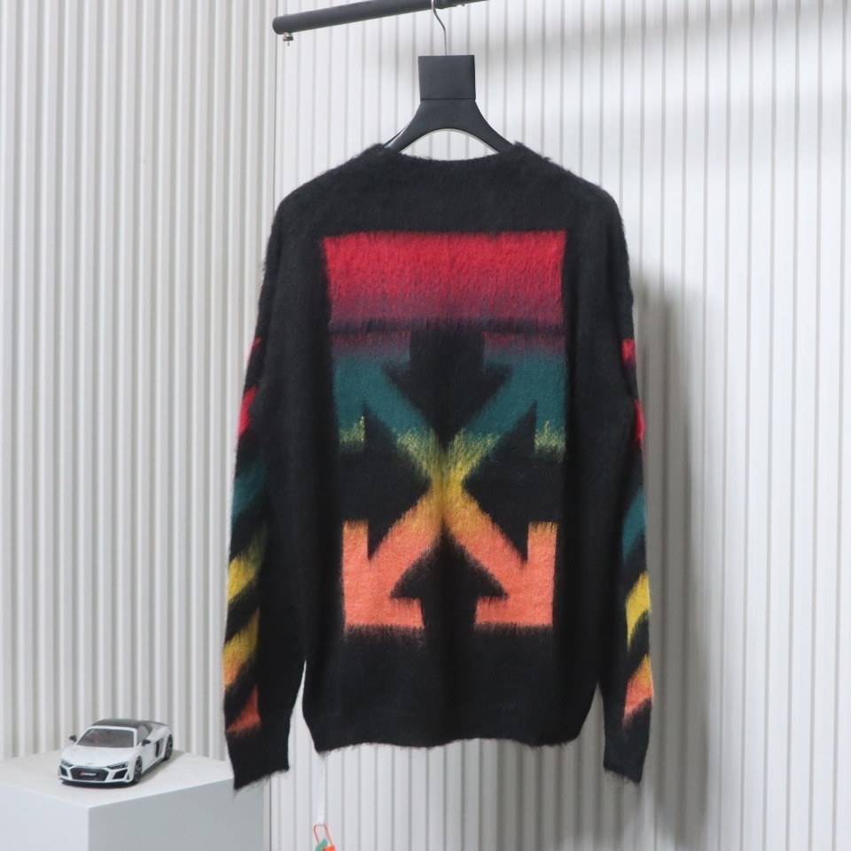 EM Sneakers Off-White OW Mohair Crew Neck Sweater Black