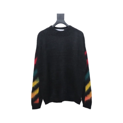 EM Sneakers Off-White OW Mohair Crew Neck Sweater Black 02