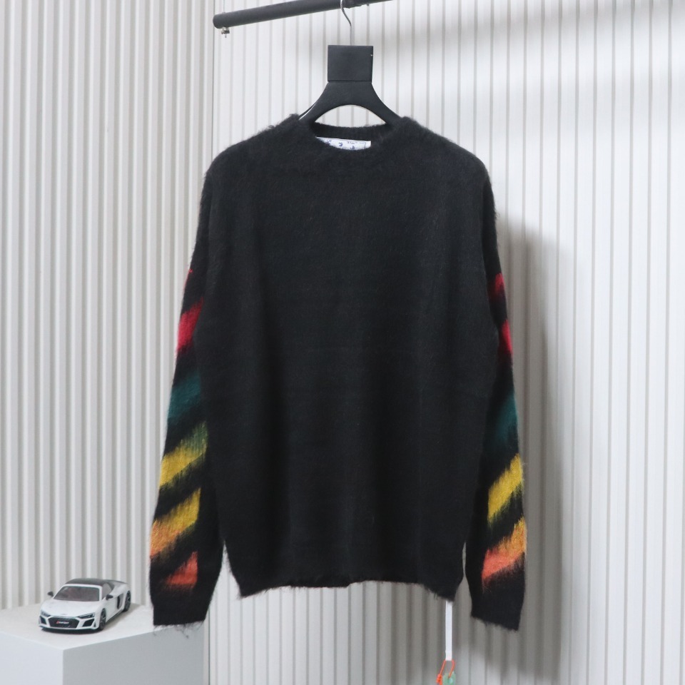 EM Sneakers Off-White OW Mohair Crew Neck Sweater Black