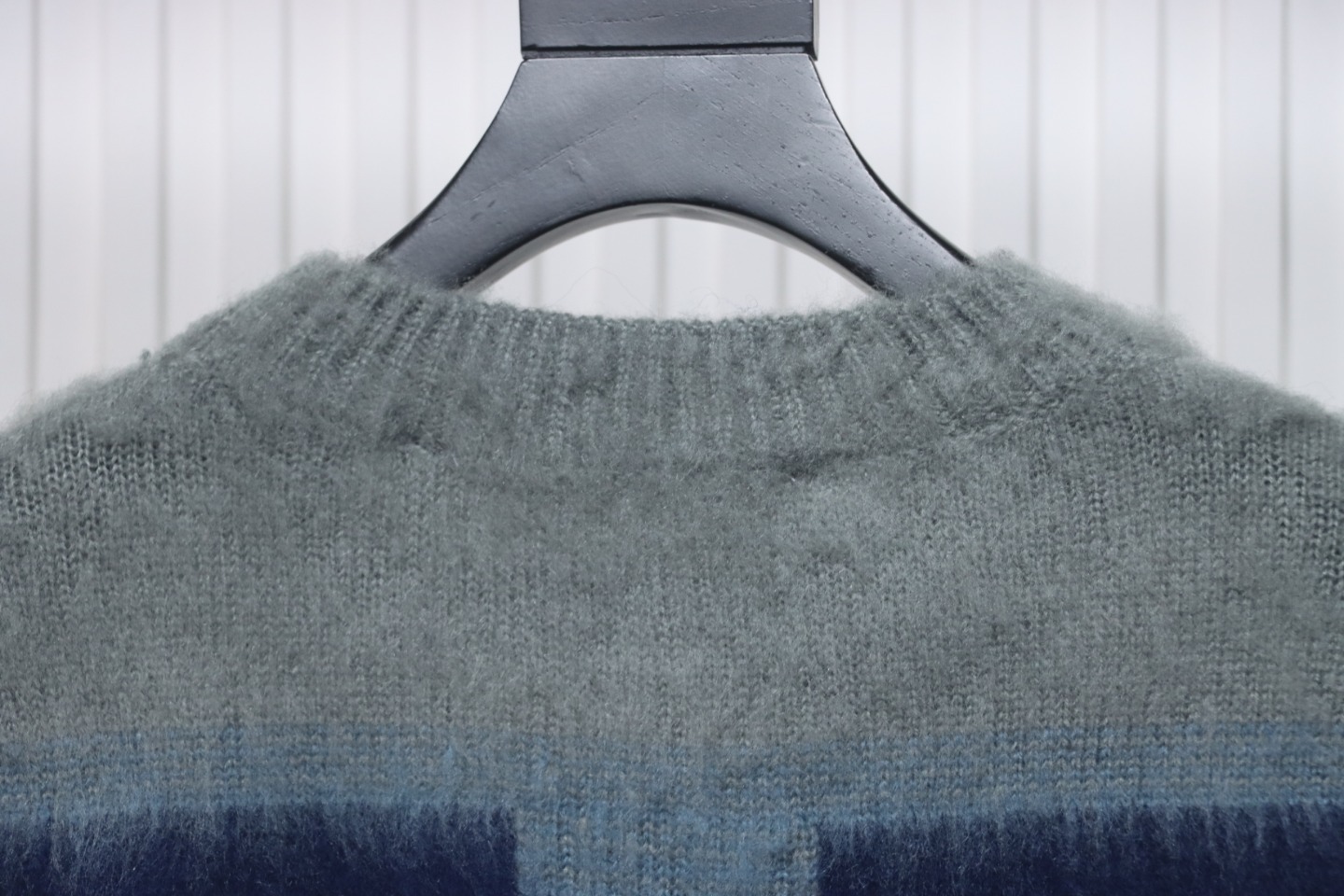 EM Sneakers Off-White OW Mohair Crew Neck Sweater Black and Blue