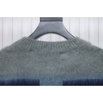 EM Sneakers Off-White OW Mohair Crew Neck Sweater Black and Blue
