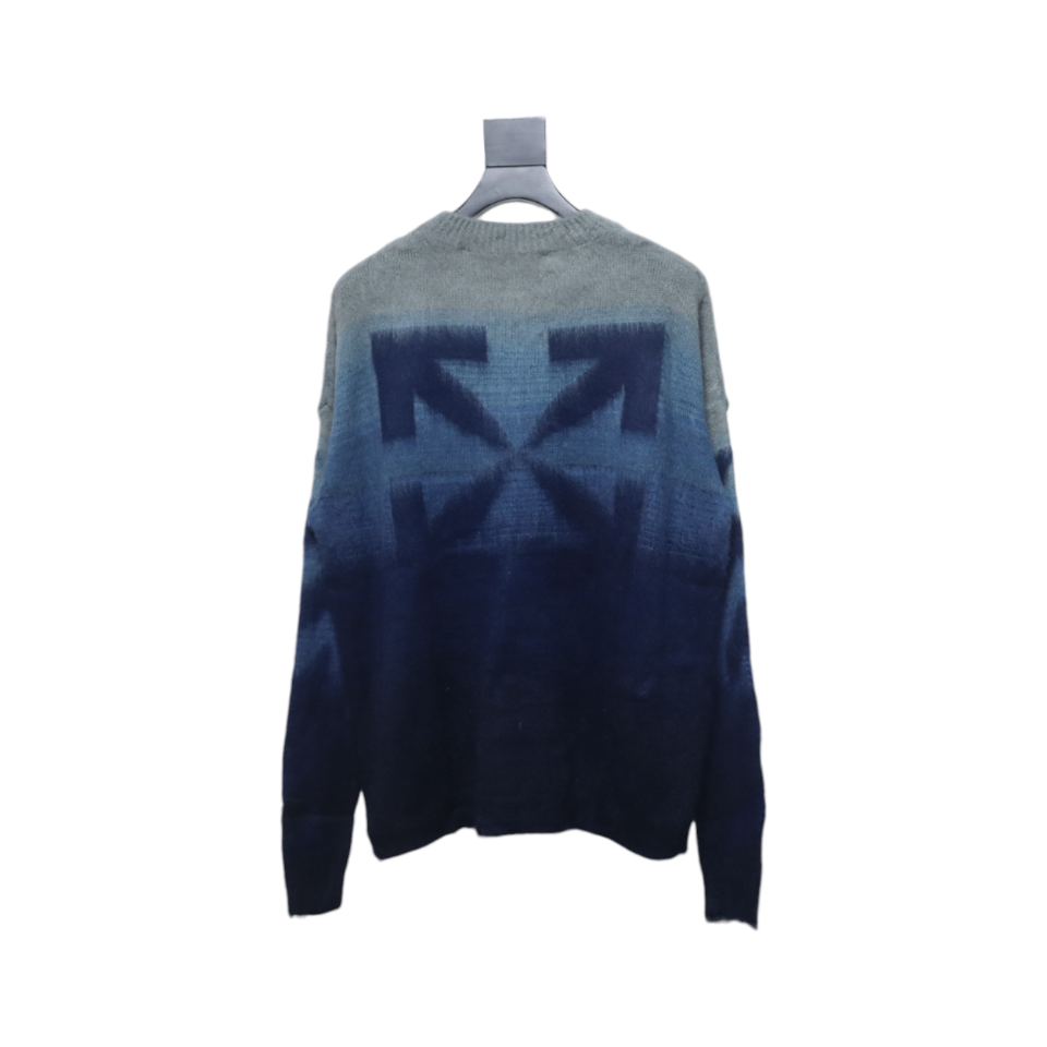 EM Sneakers Off-White OW Mohair Crew Neck Sweater Black and Blue