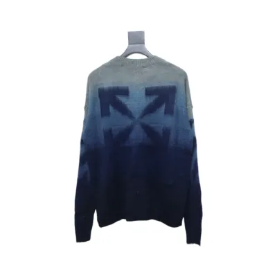 EM Sneakers Off-White OW Mohair Crew Neck Sweater Black and Blue 02