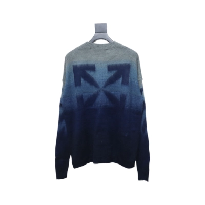 EM Sneakers Off-White OW Mohair Crew Neck Sweater Black and Blue 02