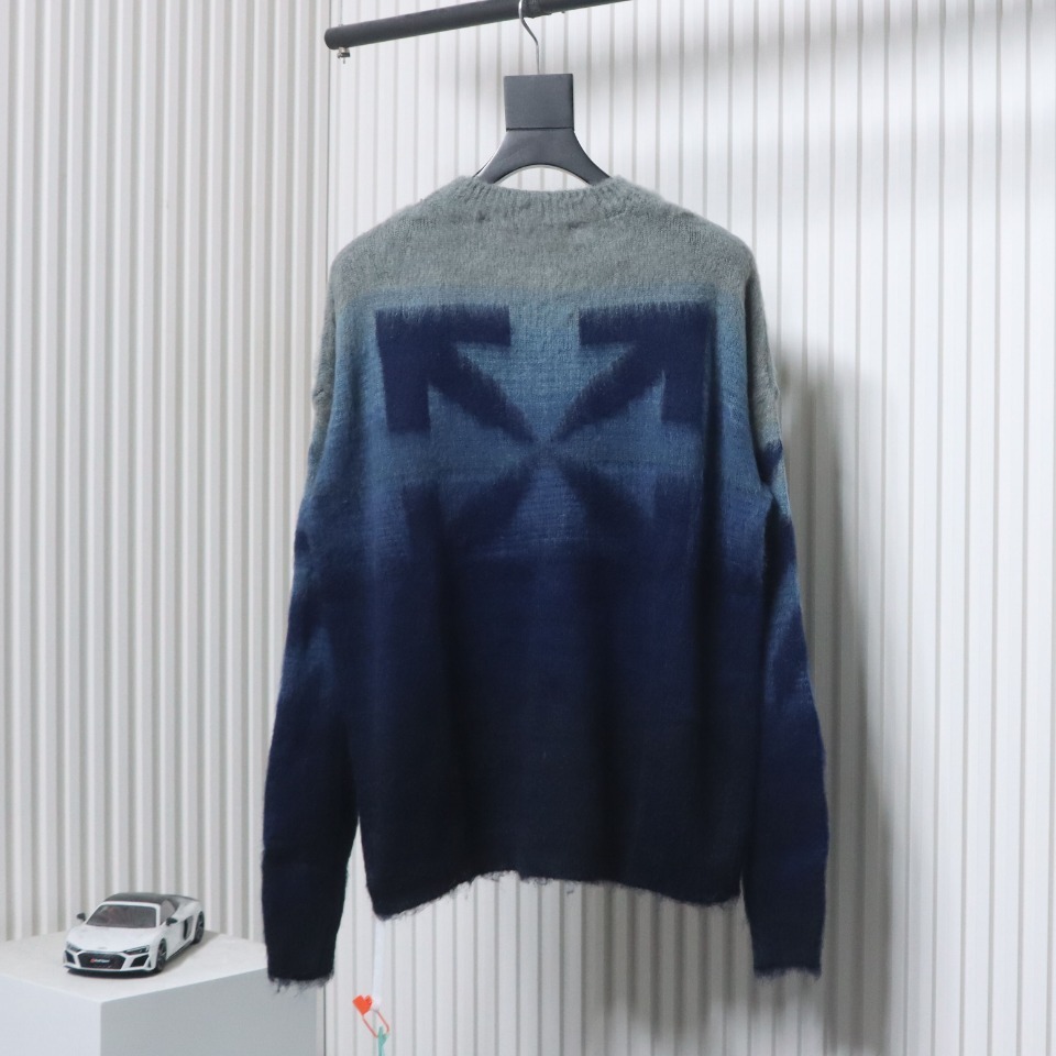 EM Sneakers Off-White OW Mohair Crew Neck Sweater Black and Blue