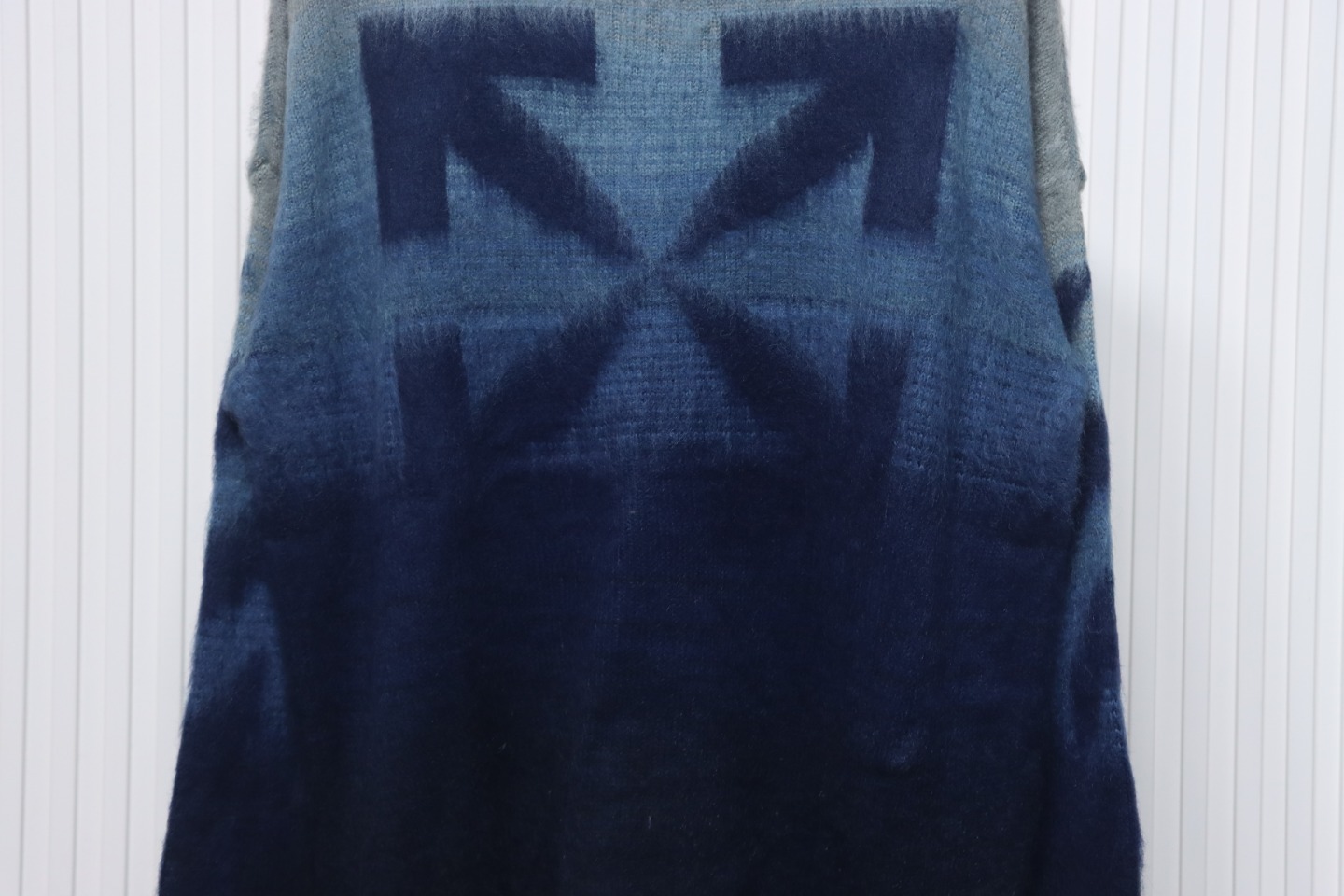 EM Sneakers Off-White OW Mohair Crew Neck Sweater Black and Blue