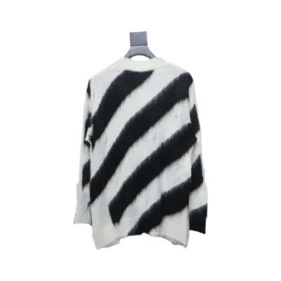 EM Sneakers Off-White OW Mohair Crew Neck Sweater Black and White 02