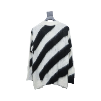 EM Sneakers Off-White OW Mohair Crew Neck Sweater Black and White 02