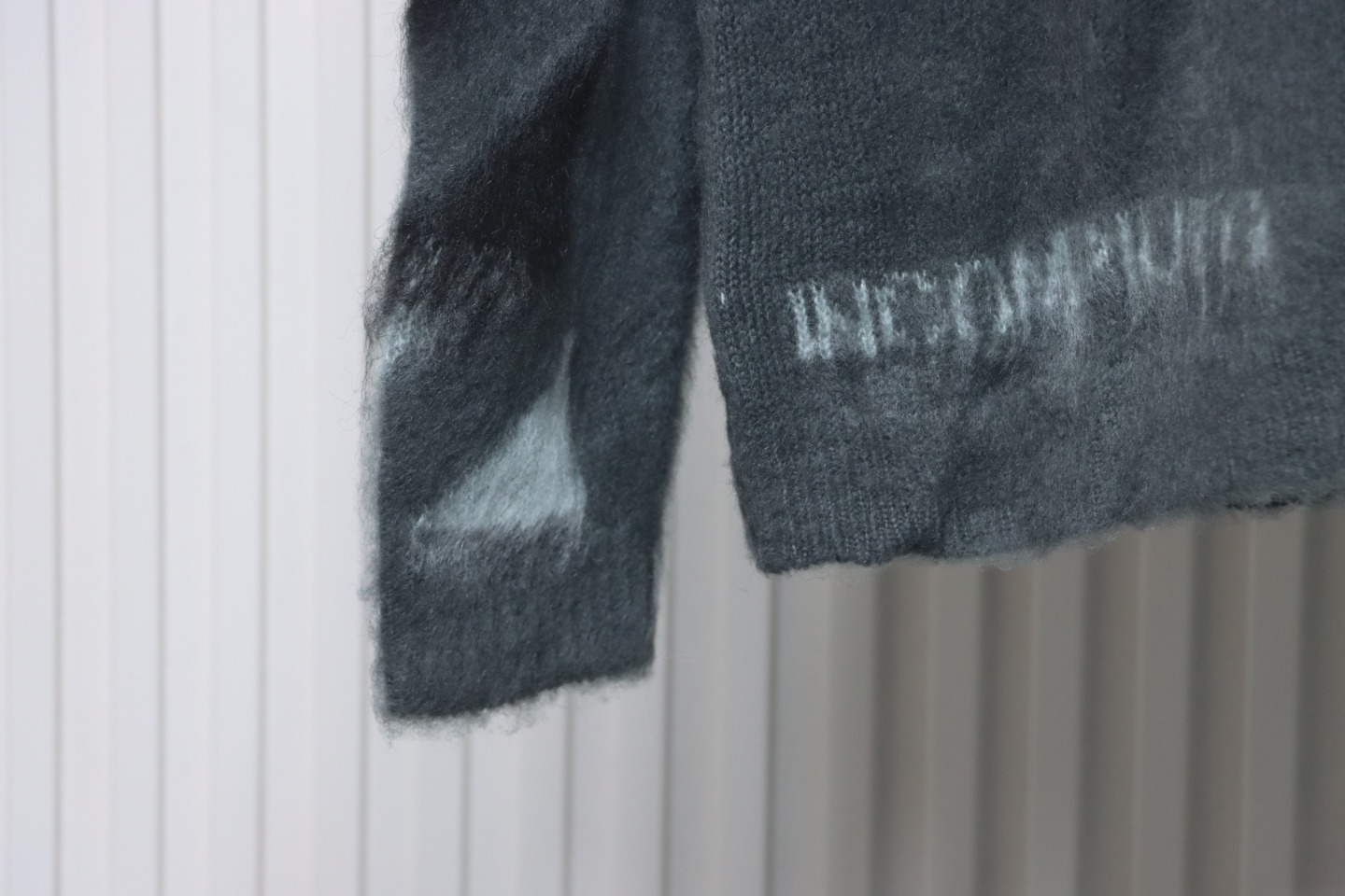 EM Sneakers Off-White OW Mohair Crew Neck Sweater Grey and Blue