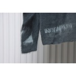 EM Sneakers Off-White OW Mohair Crew Neck Sweater Grey and Blue
