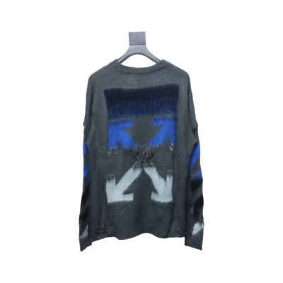 EM Sneakers Off-White OW Mohair Crew Neck Sweater Grey and Blue 02