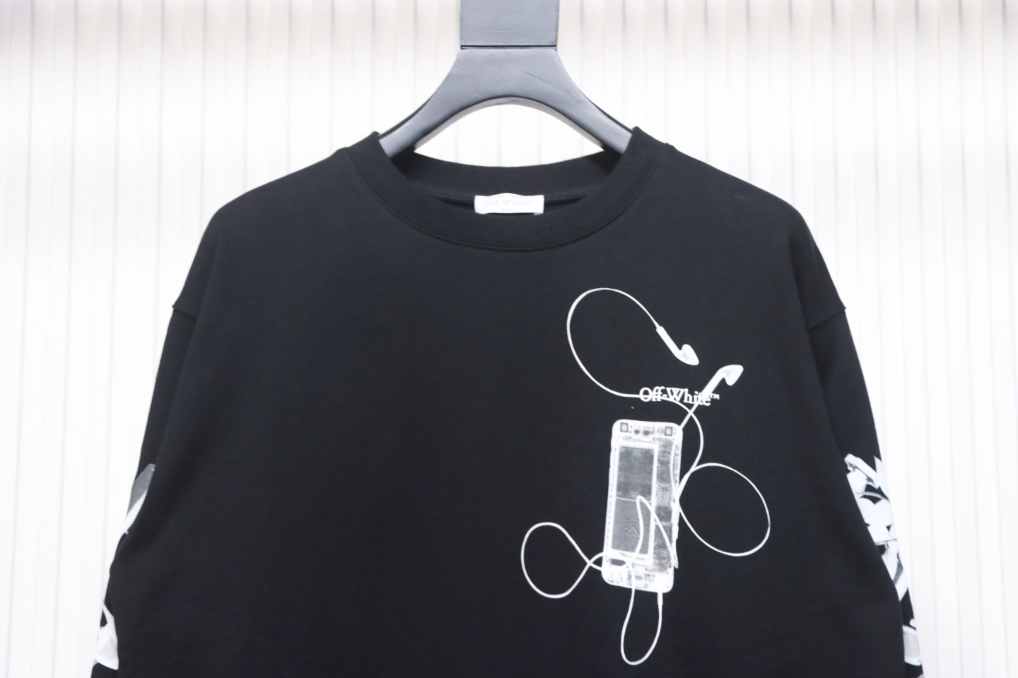 EM Sneakers Off-White OW Round Neck Sweatshirt Ink Arrow Twill Oil Painting Graffiti Black