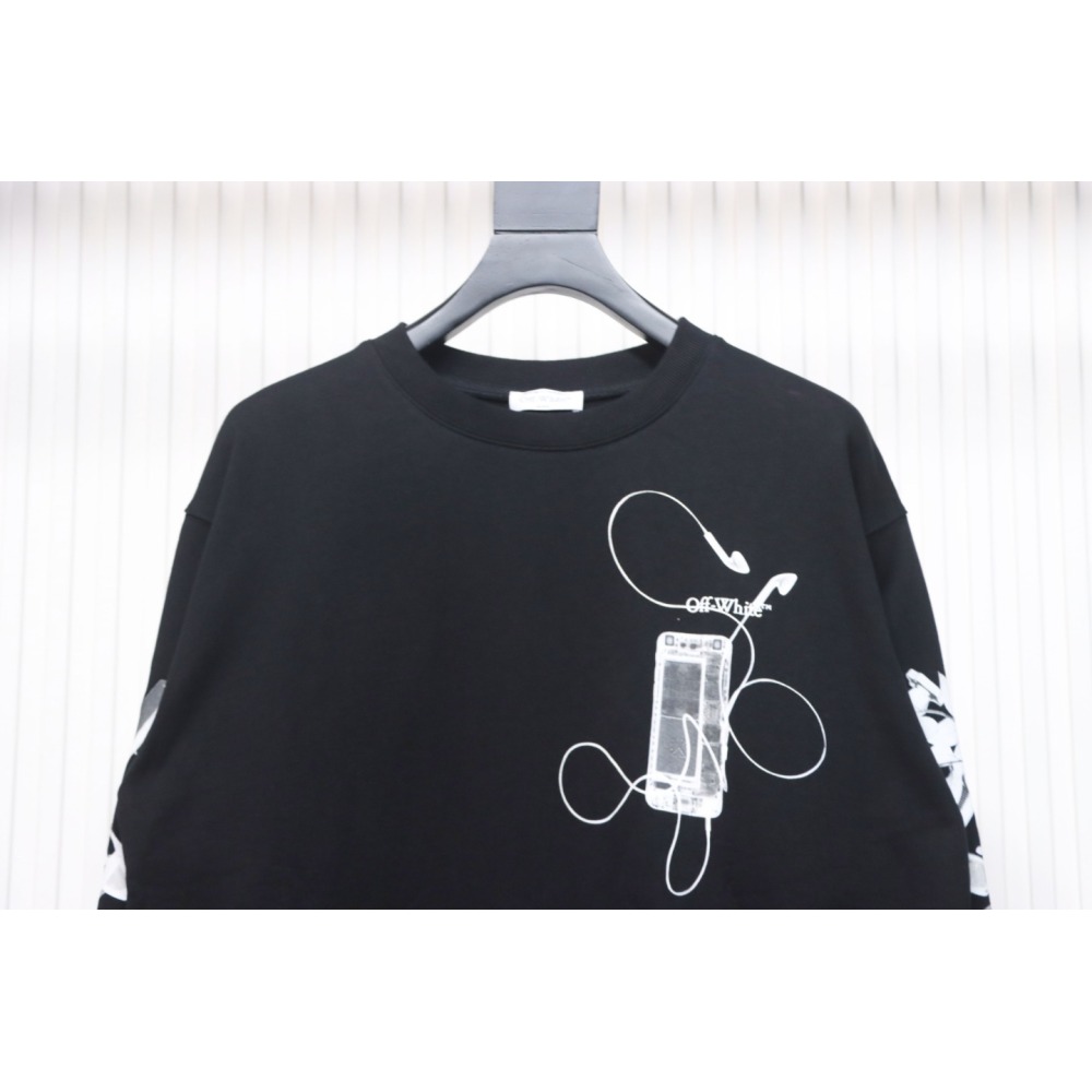 EM Sneakers Off-White OW Round Neck Sweatshirt Ink Arrow Twill Oil Painting Graffiti Black