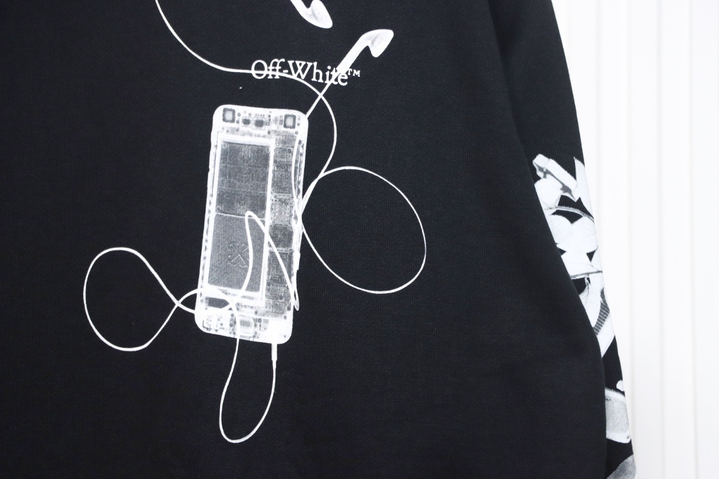 EM Sneakers Off-White OW Round Neck Sweatshirt Ink Arrow Twill Oil Painting Graffiti Black