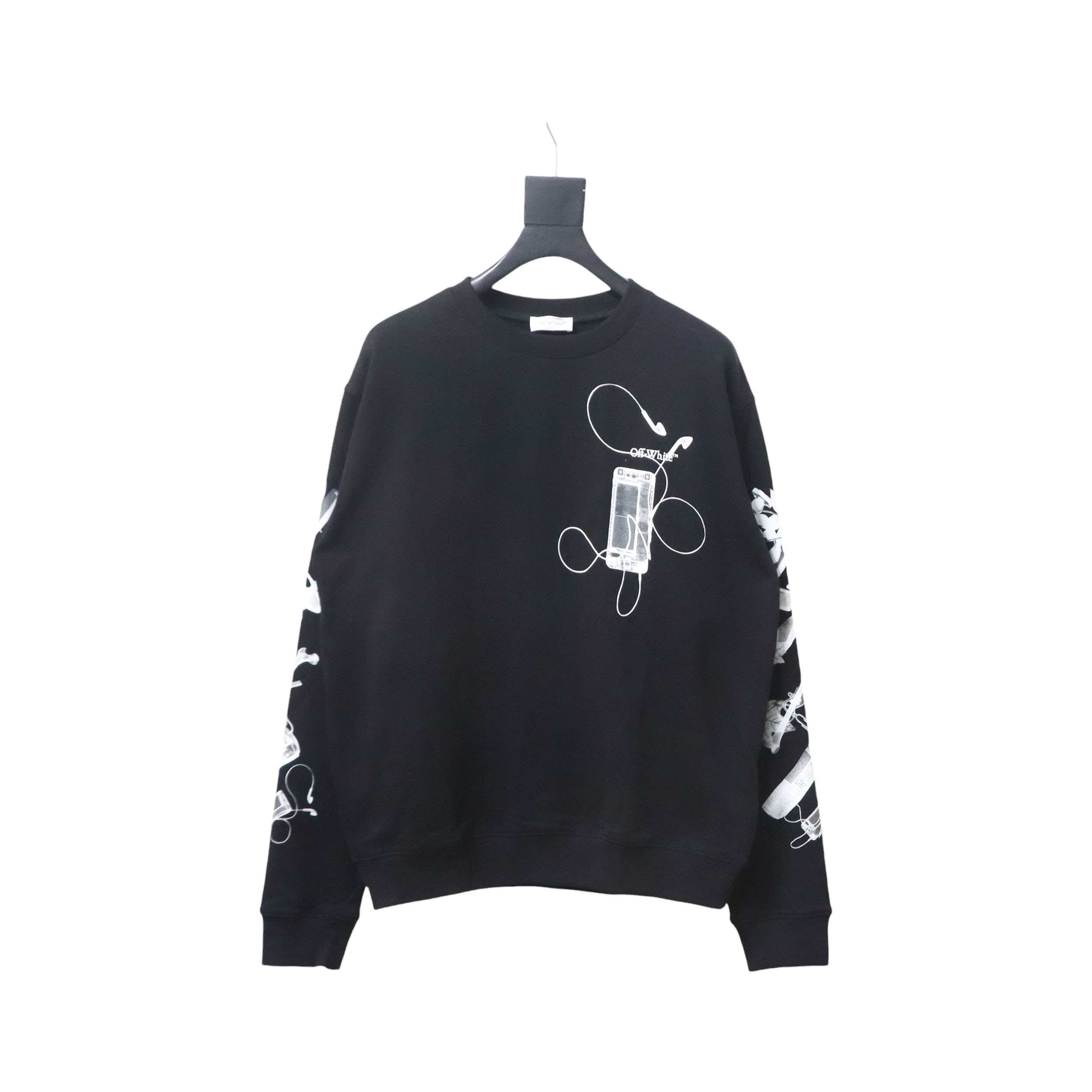 EM Sneakers Off-White OW Round Neck Sweatshirt Ink Arrow Twill Oil Painting Graffiti Black