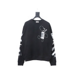 EM Sneakers Off-White OW Round Neck Sweatshirt Ink Arrow Twill Oil Painting Graffiti Black