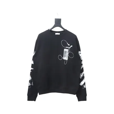 EM Sneakers Off-White OW Round Neck Sweatshirt Ink Arrow Twill Oil Painting Graffiti Black 01