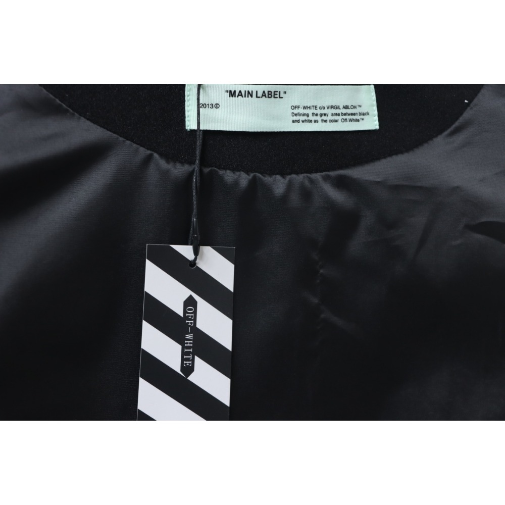 EM Sneakers Off-White Leather Sleeve Five-Pointed Star Baseball Jacket Black and White
