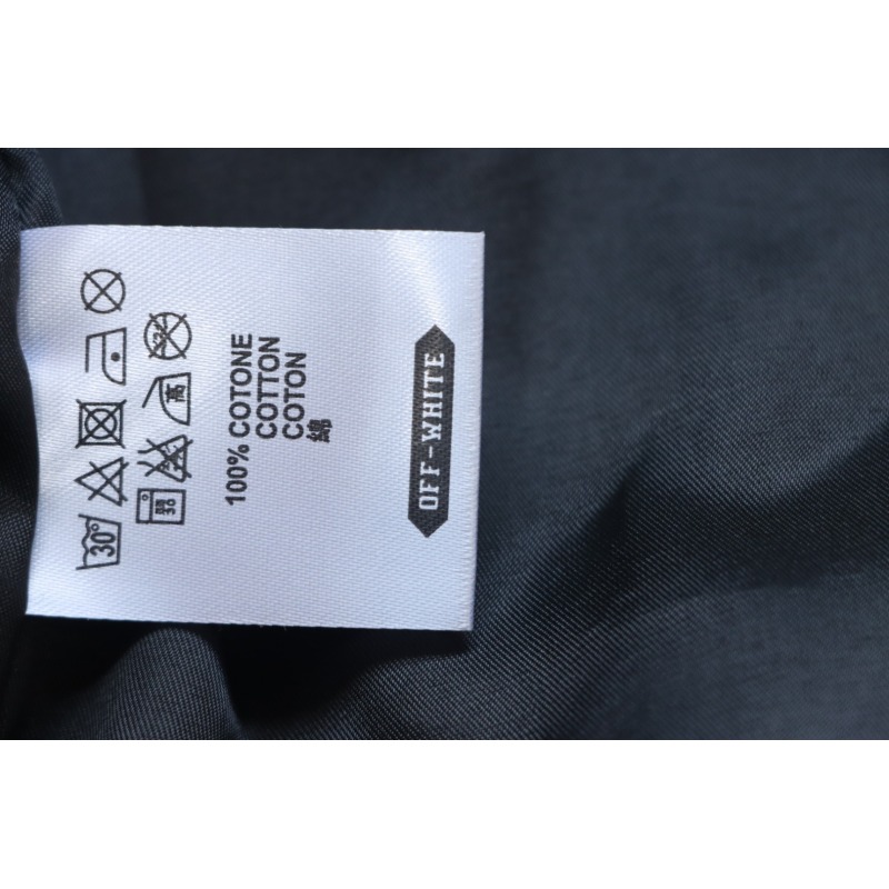 EM Sneakers Off-White Letter 13 Catwalk Style Towel Embroidery Baseball Jacket Black and White and Blue