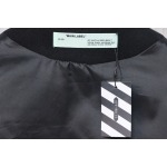 EM Sneakers Off-White Letter 13 Catwalk Style Towel Embroidery Baseball Jacket Black and White and Blue