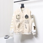 EM Sneakers Off-White x AC mlian Devil Towel Embroidery Joint Baseball Jacket Apricot