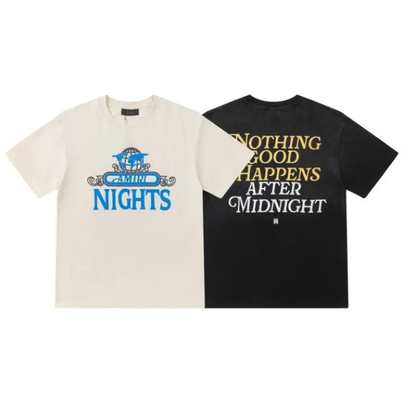 EM Sneakers Amiri T-shirt 8062 Black and Apricot