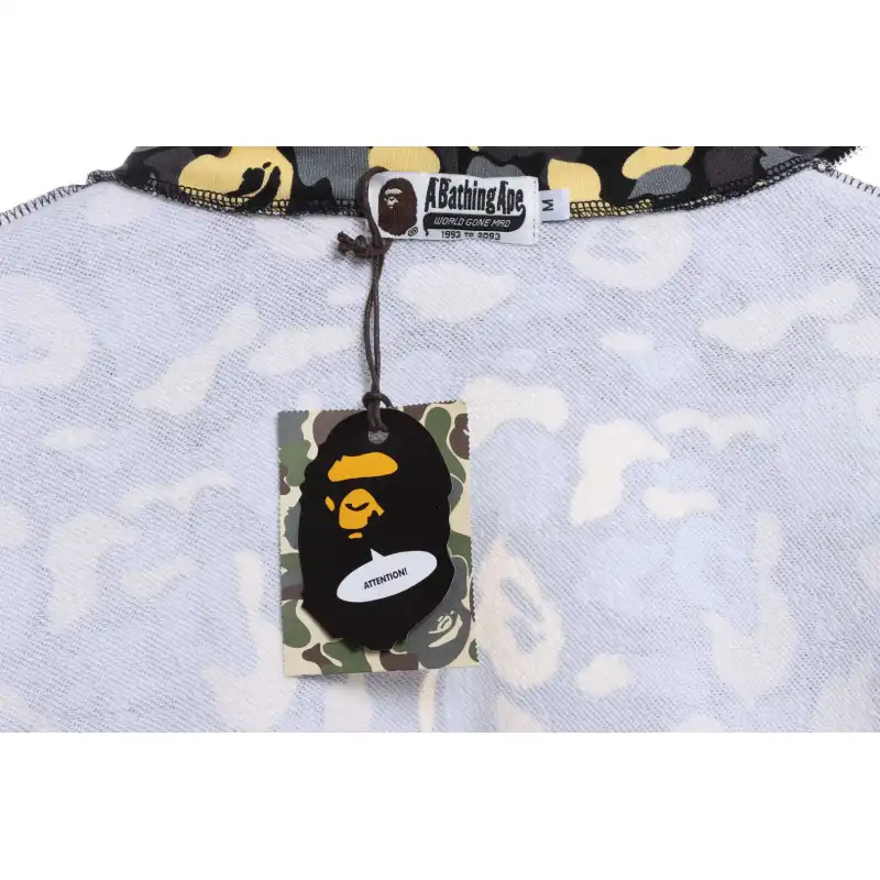 EM Sneakers BAPE Shark Black and Yellow Camouflage Zip-up Hoodie