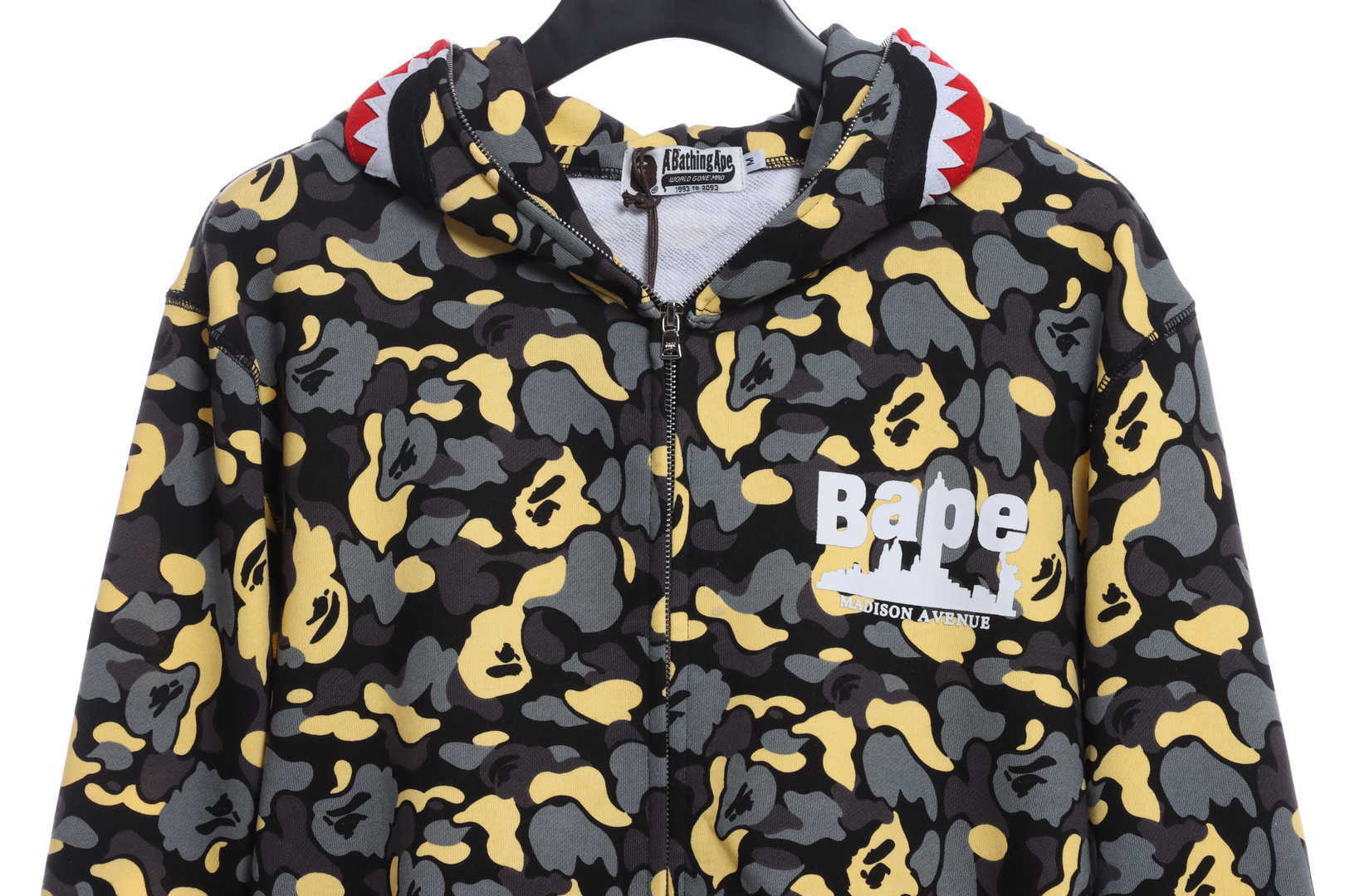 EM Sneakers BAPE Shark Black and Yellow Camouflage Zip-up Hoodie