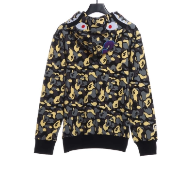 EM Sneakers BAPE Shark Black and Yellow Camouflage Zip-up Hoodie 02