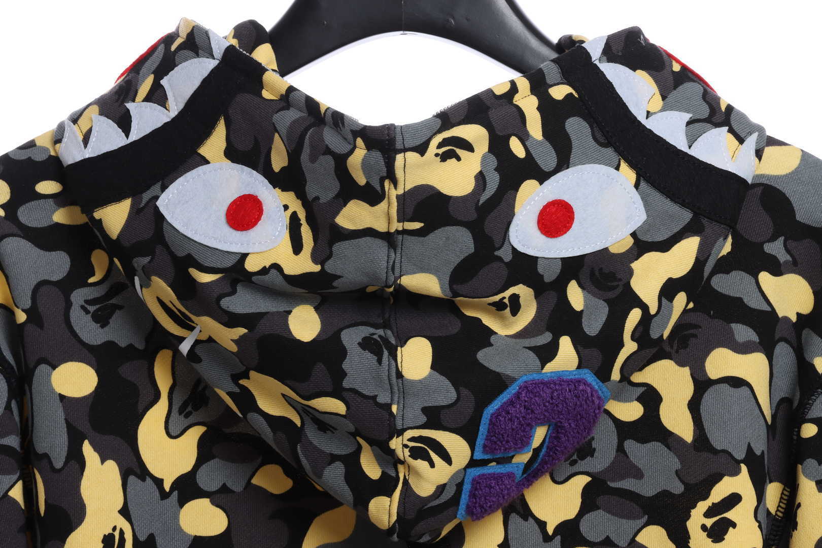 EM Sneakers BAPE Shark Black and Yellow Camouflage Zip-up Hoodie