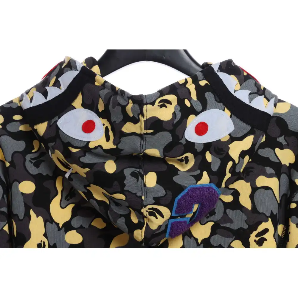 EM Sneakers BAPE Shark Black and Yellow Camouflage Zip-up Hoodie