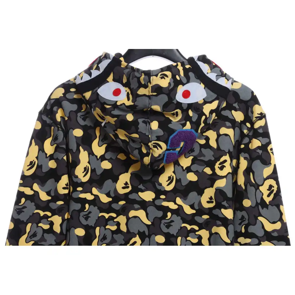 EM Sneakers BAPE Shark Black and Yellow Camouflage Zip-up Hoodie