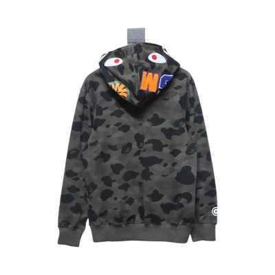 EM Sneakers BAPE Shark Head Tiger Head Zipper Camouflage Single Hooded Hoodie Dark Grey 02