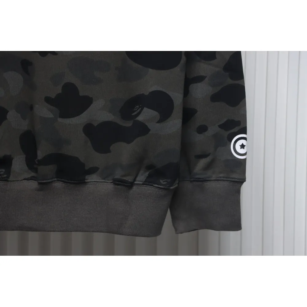 EM Sneakers BAPE Shark Head Tiger Head Zipper Camouflage Single Hooded Hoodie Dark Grey
