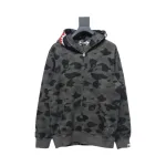 EM Sneakers BAPE Shark Head Tiger Head Zipper Camouflage Single Hooded Hoodie Dark Grey