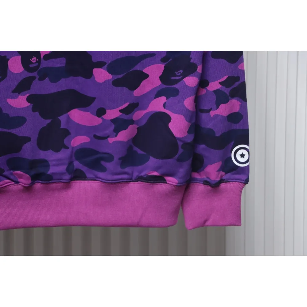 EM Sneakers BAPE Shark Head Tiger Head Zipper Camouflage Single Hooded Hoodie Purple
