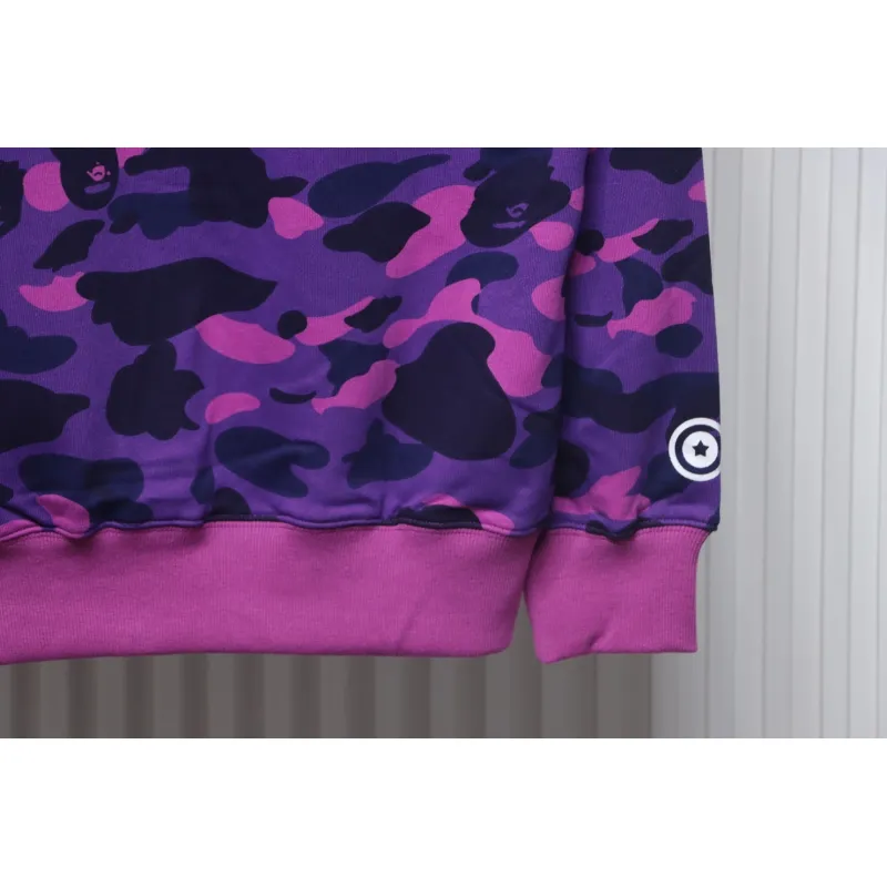 EM Sneakers BAPE Shark Head Tiger Head Zipper Camouflage Single Hooded Hoodie Purple