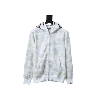 EM Sneakers BAPE Shark Head Tiger Head Zipper Luminous Camouflage Double Hooded Hoodie White Gray 01