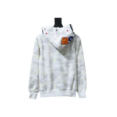EM Sneakers BAPE Shark Head Tiger Head Zipper Luminous Camouflage Double Hooded Hoodie White Gray 02