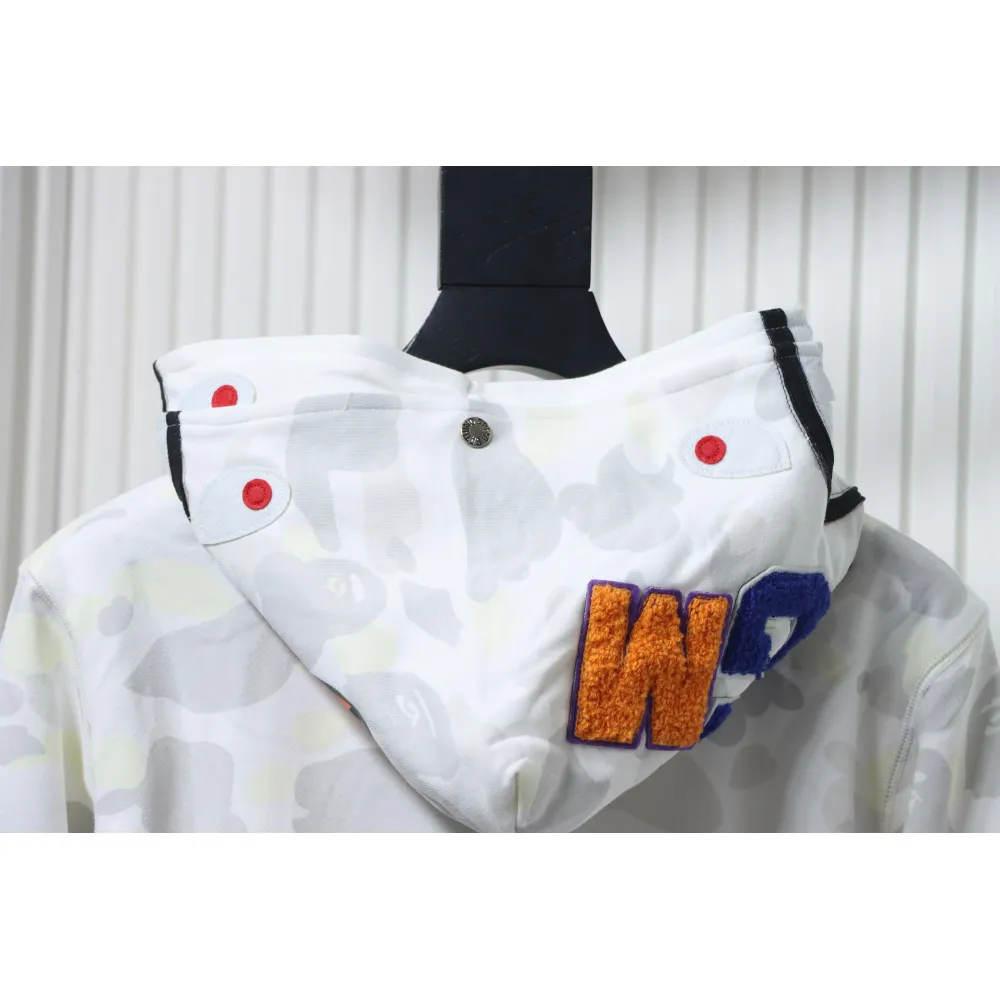 EM Sneakers BAPE Shark Head Tiger Head Zipper Luminous Camouflage Double Hooded Hoodie White Gray