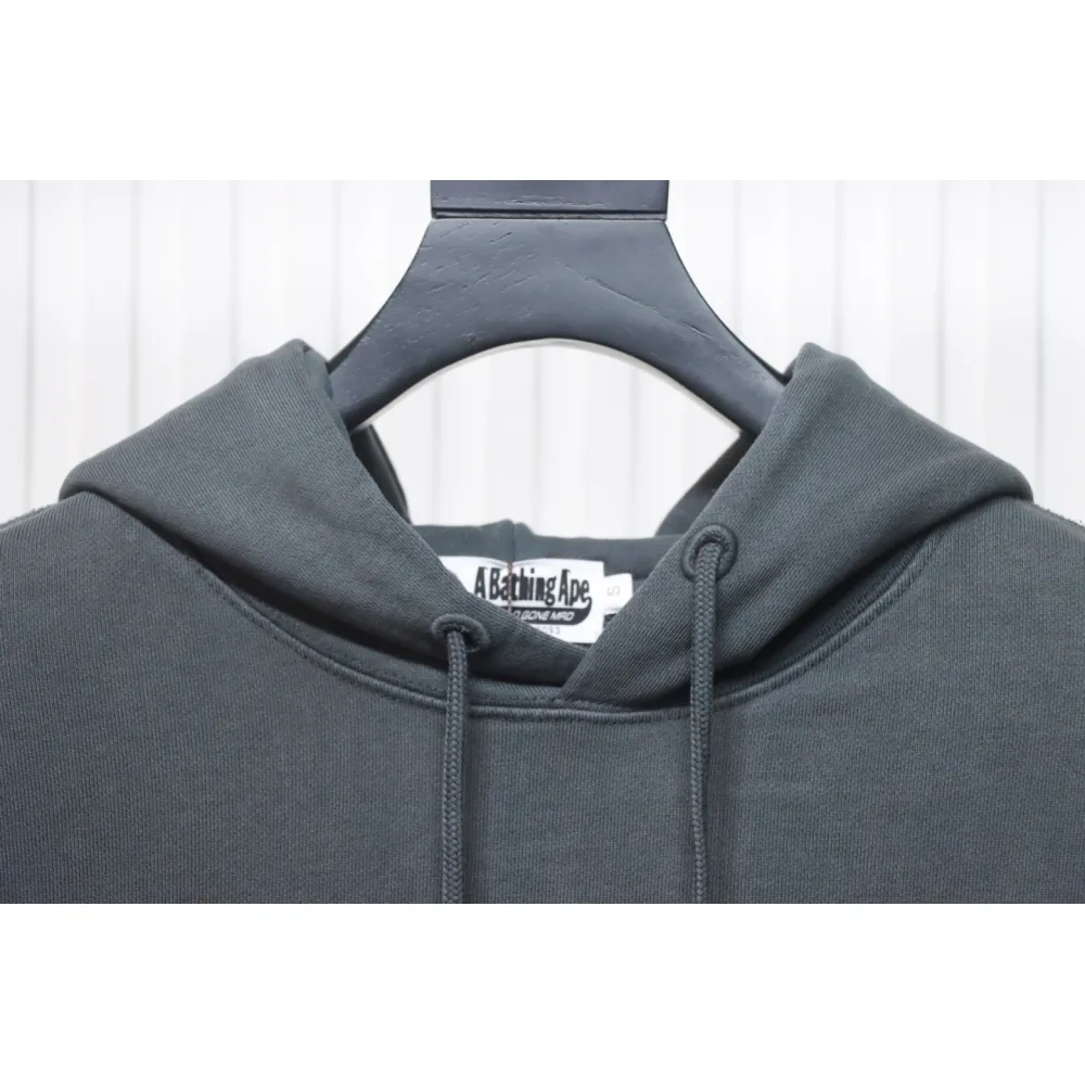 EM Sneakers BAPE 24FW Washed Embroidered Small Logo Hoodie Grey