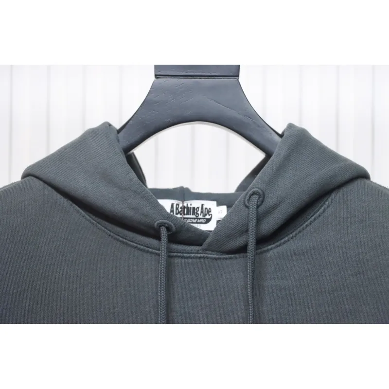 EM Sneakers BAPE 24FW Washed Embroidered Small Logo Hoodie Grey