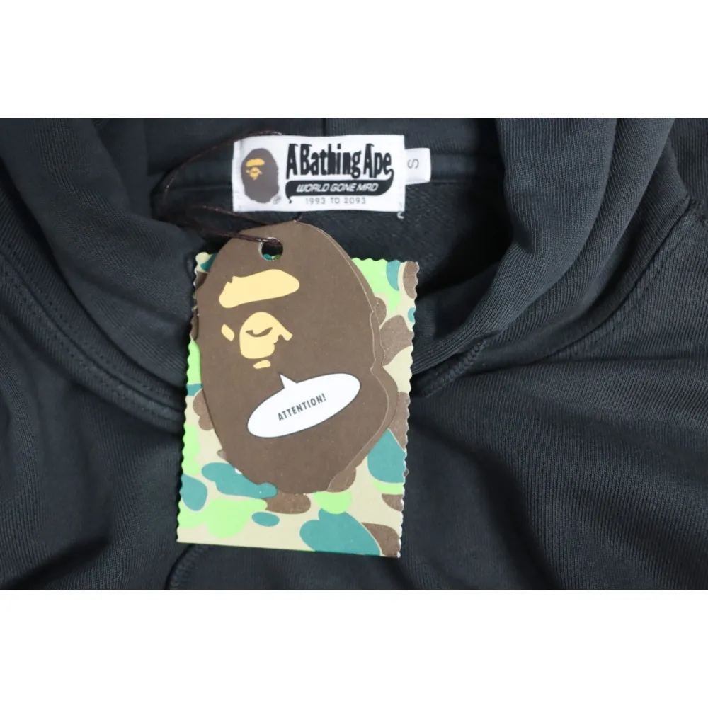 EM Sneakers BAPE 24FW Washed Embroidered Small Logo Hoodie Grey