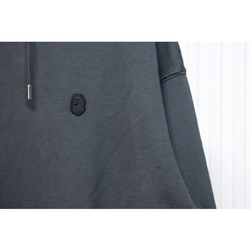 EM Sneakers BAPE 24FW Washed Embroidered Small Logo Hoodie Grey