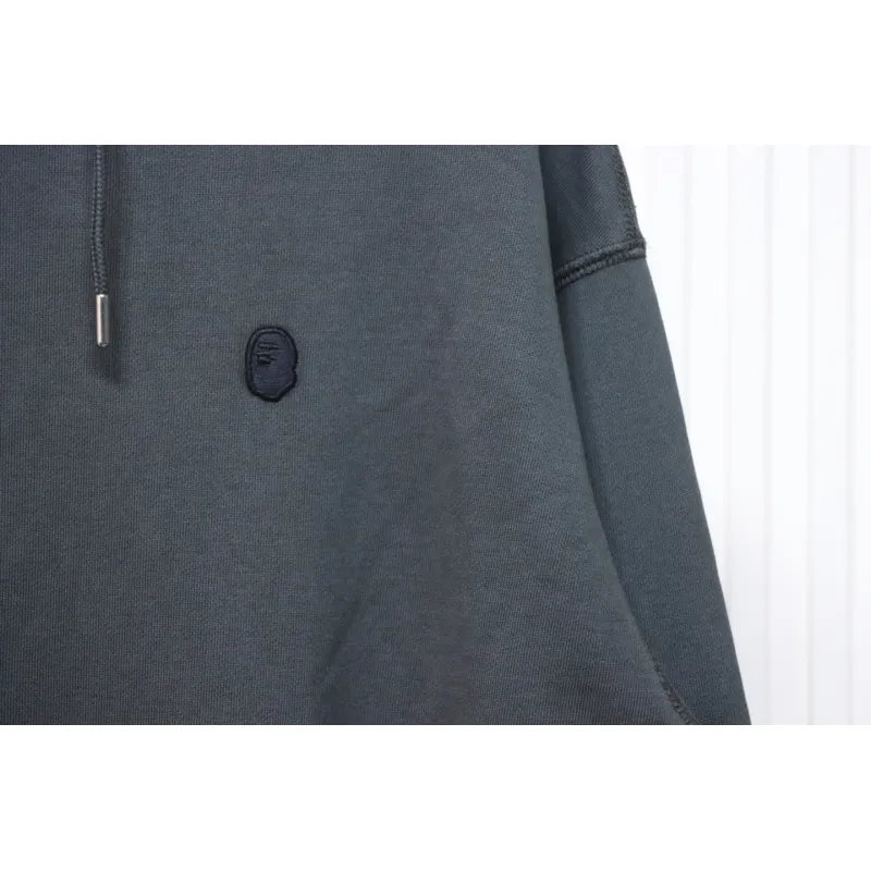 EM Sneakers BAPE 24FW Washed Embroidered Small Logo Hoodie Grey