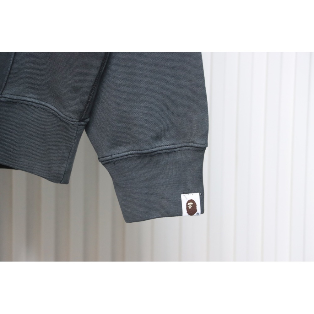 EM Sneakers BAPE 24FW Washed Embroidered Small Logo Hoodie Grey