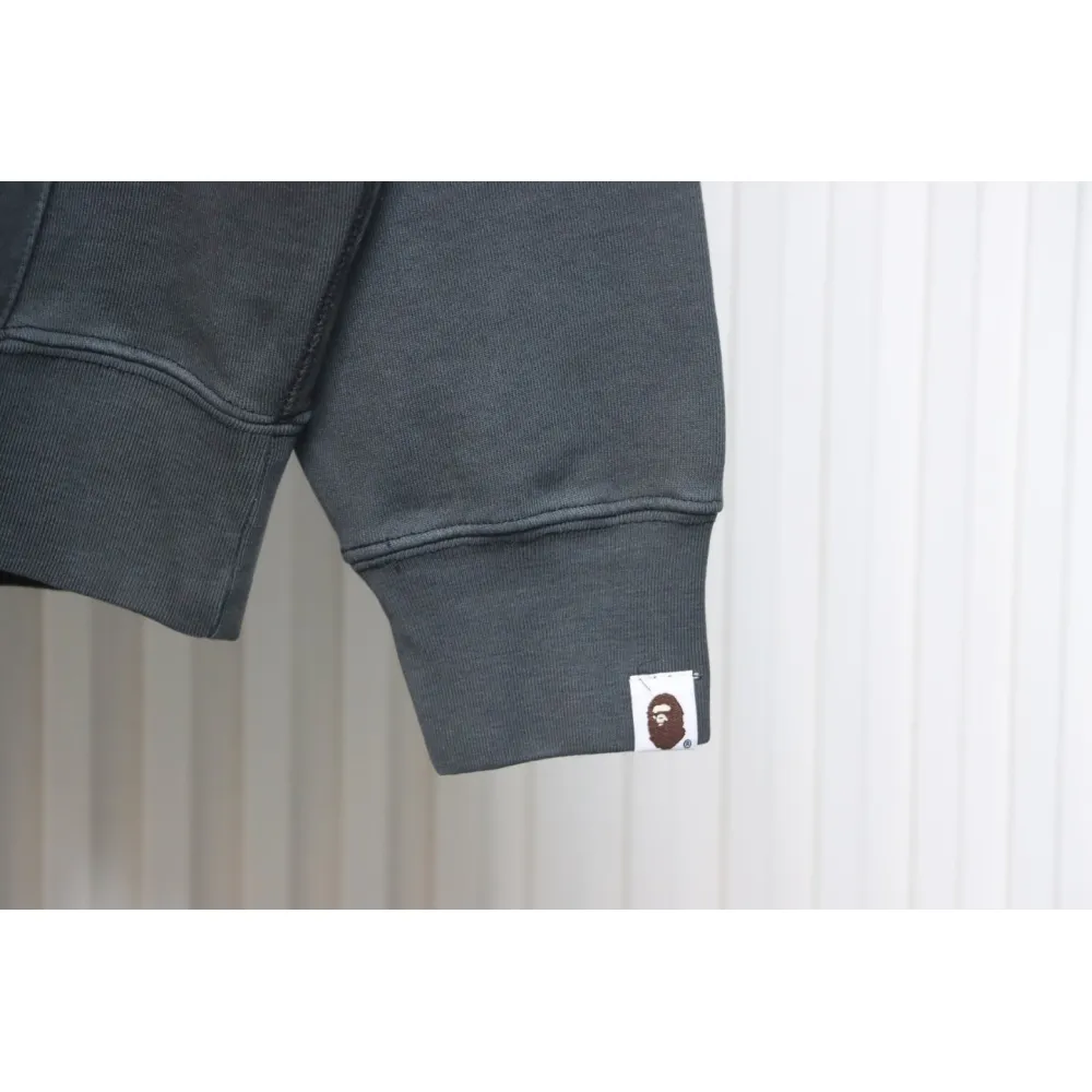 EM Sneakers BAPE 24FW Washed Embroidered Small Logo Hoodie Grey
